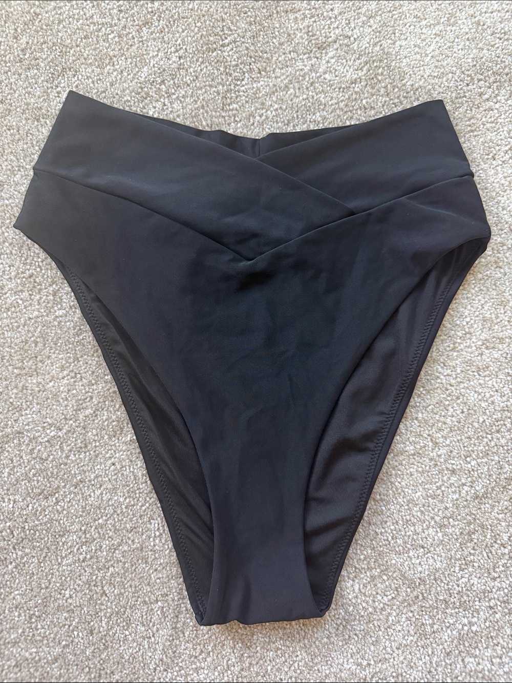 NWT Aerie High-Waist High Cut Crossover Black Bikini Bottoms